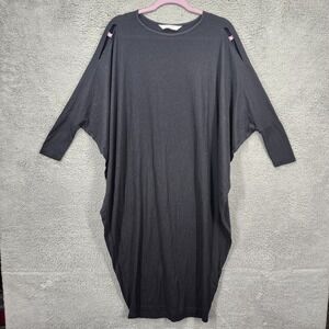 Paisie Women's 10 Black Midi Dress Dolman Sleeve Casual Comfy Dress T-Shirt Knit